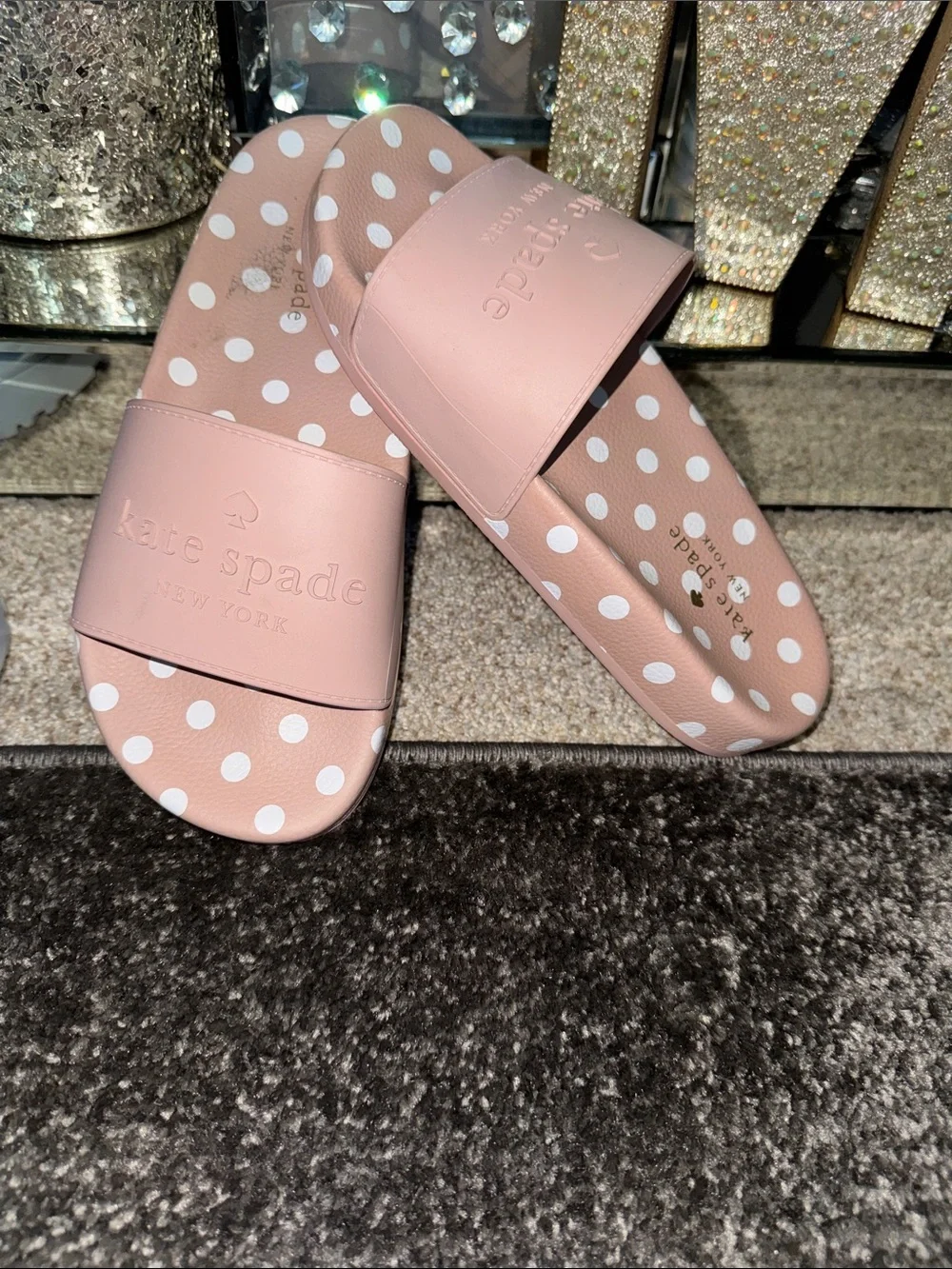 kate spade Pink Polka Dot Slide Sandals